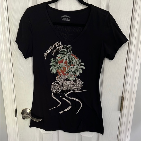 Harley-Davidson Black Graphic Fitted Short Sleeve Tee - Picture 1 of 2